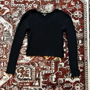 Wild Fable black long sleeve cropped knit sweater top XS